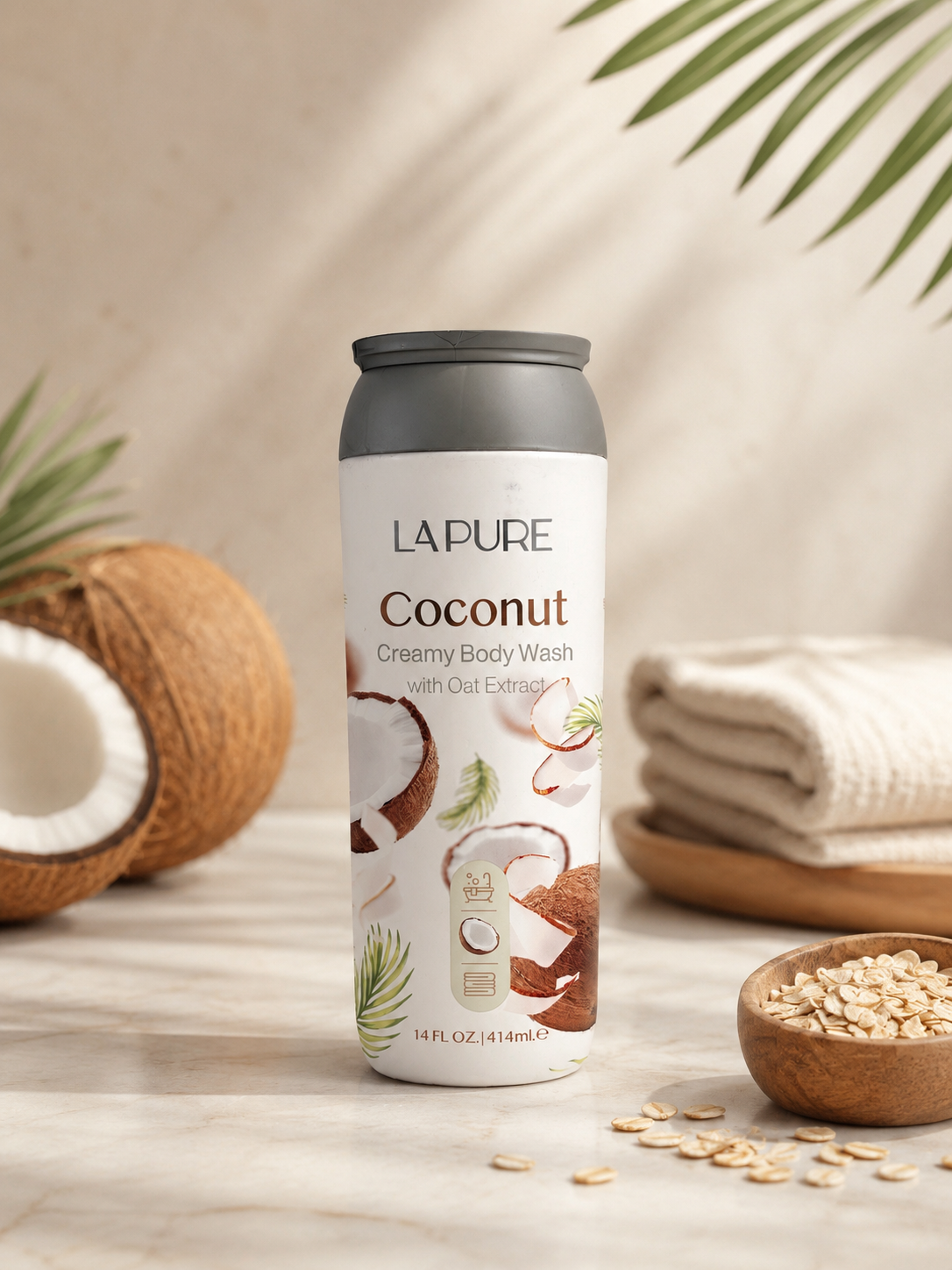 شامپو بدن کرمی نارگیل لپیور (La Pure) با عصاره جو دوسر – 414 میلی‌لیتر