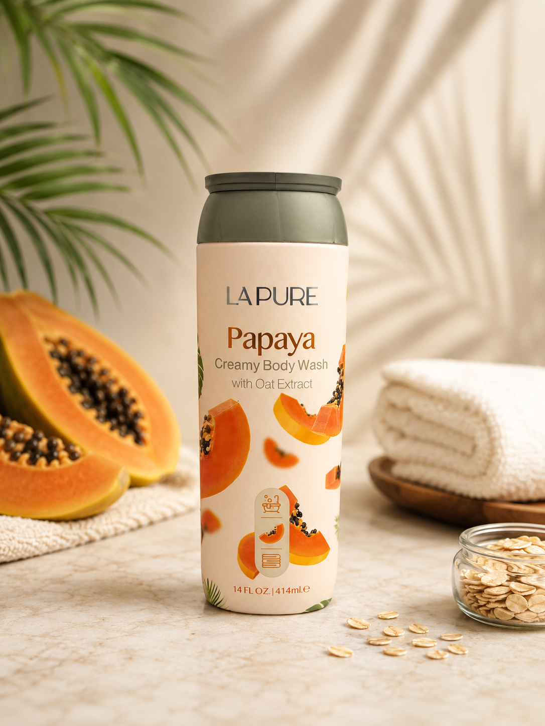 شامپو بدن کرمی پاپایا لپیور (La Pure) با عصاره جو دوسر – 414 میلی‌لیتر