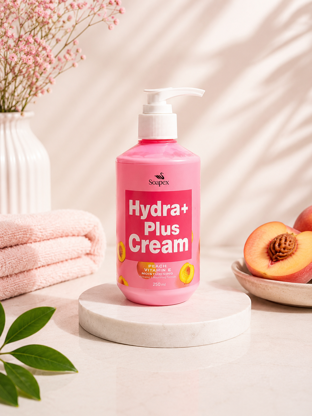 کرم آبرسان و مرطوب کننده دست و صورت سوپکس (Soapex) مدل Hydra+ Plus Cream عصاره هلو حجم 250 میلی‌لیتر
