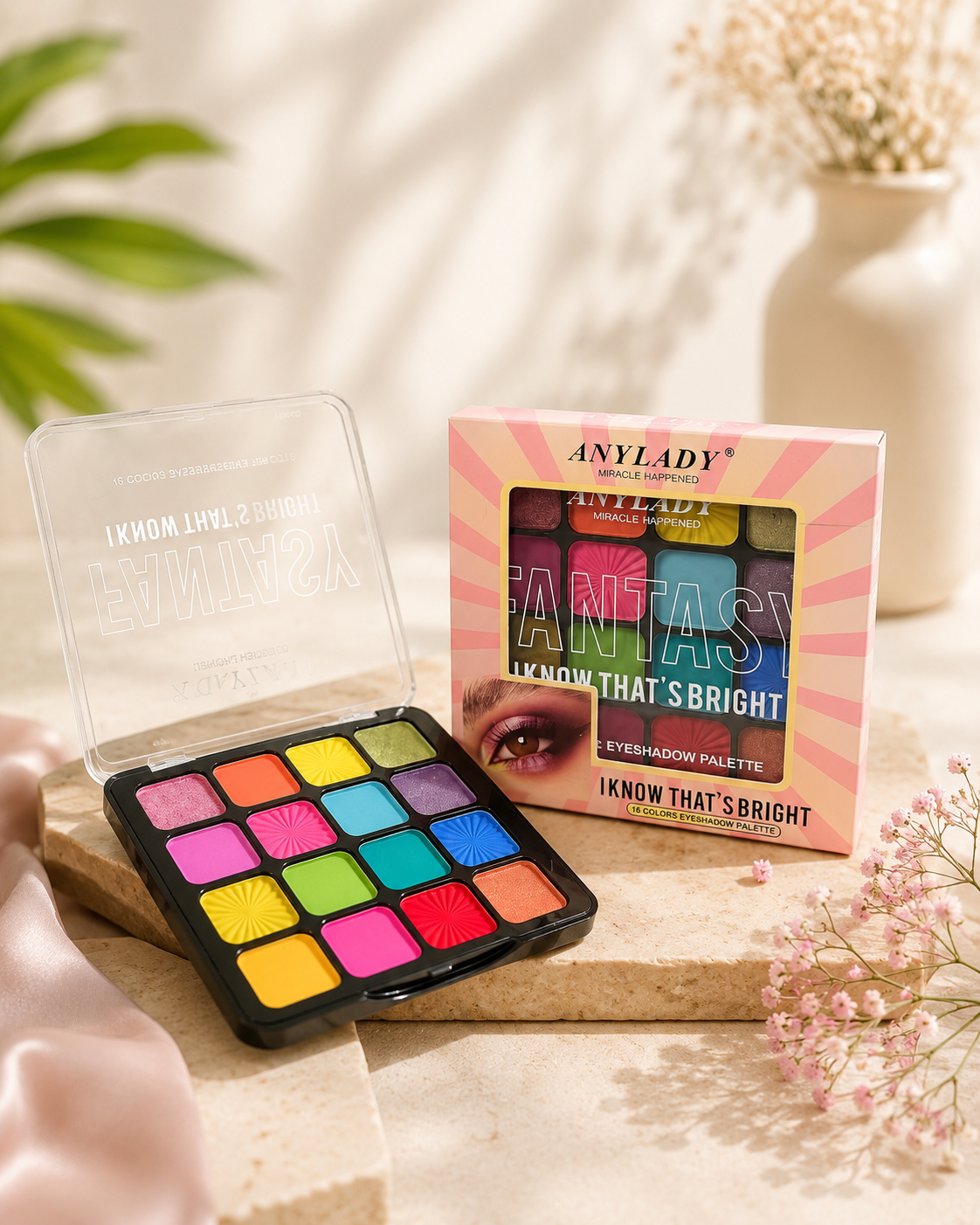 پالت سایه چشم 16 رنگ آنیلیدی (ANYLADY) مدل Fantasy I Know That’s Bright – 16 Colors Eyeshadow Palette