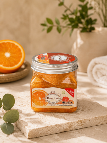 اسکراب صورت و بدن ویتامین C هپی لیدی (Happy Lady Vitamin C Face & Body Scrub) حجم 300 میلیلیتر